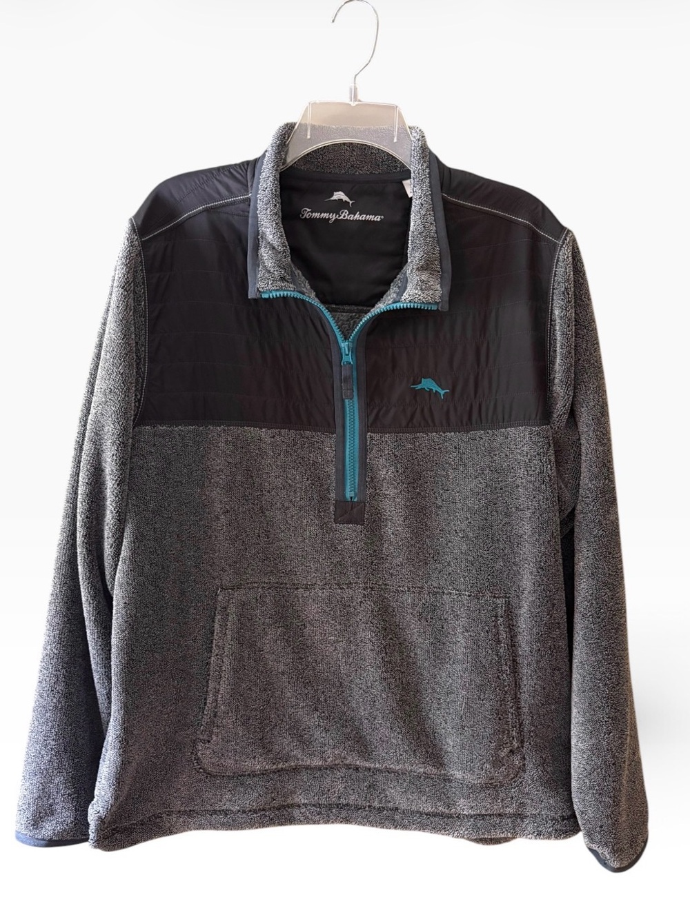 Tommy Bahama Cascade Cozy 1/4 Zip Mens Pullover Large Gray